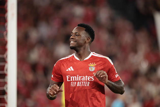 Jhon Duran seen celebrating after scoring goal during UEFA Europa League 2026 2027 league phase game between teams of SL Benfica and Celtic FC at Estadio Da Luz (Maciej Rogowski Ball Raw Images PT) Lisbon Estadio Da Luz Portugal Copyright: xMaciejxRogowskix maciejrogowski_benfica_celtic_2627-9