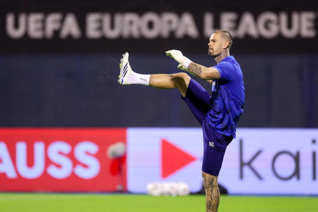 GNK Dinamo v RSC Anderlecht - UEFA Europa League 2026 27 League Phase MD2 Dinamo Zagreb Goalkeeper Dominik Kotarski warm up before the UEFA Europa League 2026 27 League Phase MD2 match between GNK Dinamo and RSC Anderlecht at Stadion Maksimir on October 15, 2026 in Zagreb, Croatia.  MatijaxHabljak PIXSELL