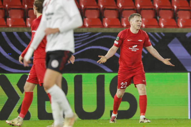 Soccer, Conference League 2026 Brann vs. Lincoln Red Imps, Bergen, October 15, 2026. Brann’s Saevar Atli Magnusson during the Conference League soccer match between SK Brann and Lincoln Red Imps at Brann Stadium. Photo by Paul S. Amundsen, NTB, Bergen, Norway. EDITORIAL USE ONLY. RESTRICTEDED USE BY BETTING COMPANIES  Copyright: xPaulxS.xAmundsenx xNTBx