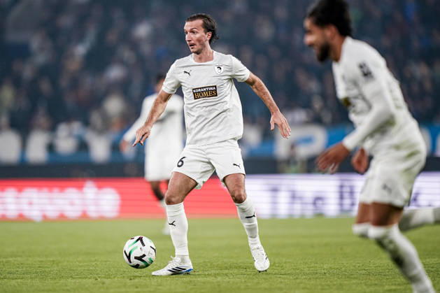 BERGAMO, ITALY - OCTOBER 15: Guga of Pavos FC during the UEFA Conference League 2026 27 league phase football match between Atalanta BC and Pafos FC at Stadio di Bergamo on October 15, 2026 in Bergamo, Italy Copyright: xLucaxTaddeox