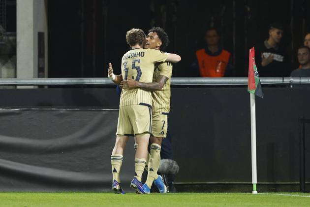 NIJMEGEN - (lr) Serginho of Levski Sofia and Reinaldo of Levski Sofia celebrate the 0-1 during the Europa League match between NEC and PFC Levski Sofia at De Goffert on October 15, 2026 in Nijmegen, the Netherlands. BART STOUTJESDIJK ANP xVIxANPxSportx xxANPxIVx 572554312 originalFilename: 572554312.jpg