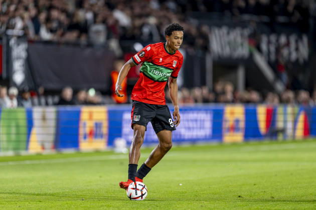 NIJMEGEN - NEC Nijmegen forward Kevin Kers during the UEFA Europa League match between N.E.C. and Levski Sofia at Stadion De Goffert on 15 October 2026 in Nijmegen, Nederland. (Photo by DeFodi Images) -