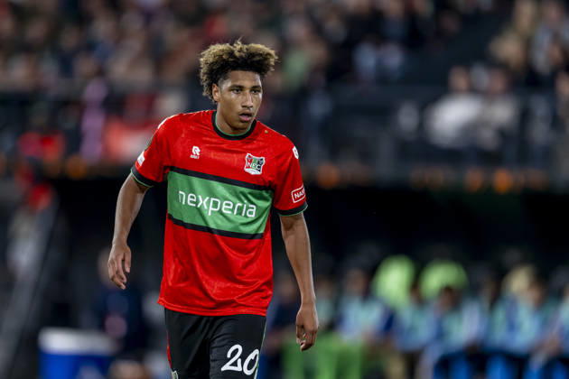 NIJMEGEN - NEC Nijmegen midfielder Noe Lebreton during the UEFA Europa League match between N.E.C. and Levski Sofia in Stadion De Goffert on 15 October 2026 in Nijmegen, Nederland. (Photo by DeFodi Images) -