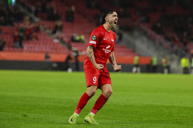 Soccer, Conference League 2026: Lincoln Red Imps vs. Brann, Bergen, October 15, 2026. Brann’s Niklas Castro celebrates the 1-1 goal during the Conference League soccer match between SK Brann and Lincoln Red Imps at Brann Stadium. Photo by Paul S. Amundsen, NTB, Bergen, Norway. EDITORIAL USE ONLY. RESTRICTED USE FOR BETTING COMPANIES  Copyright: xPaulxS.xAmundsenx xNTBx