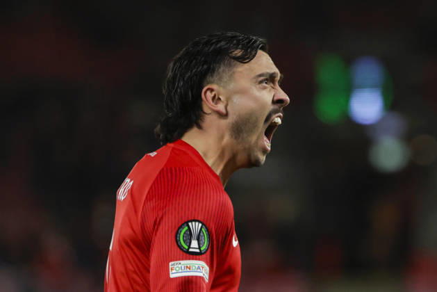 Soccer, Conference League 2026: Lincoln Red Imps vs. Brann, Bergen, October 15, 2026. Brann’s Niklas Castro celebrates the 1-1 goal during the Conference League soccer match between SK Brann and Lincoln Red Imps at Brann Stadium. Photo by Paul S. Amundsen, NTB, Bergen, Norway. EDITORIAL USE ONLY. RESTRICTED USE FOR BETTING COMPANIES  Copyright: xPaulxS.xAmundsenx xNTBx