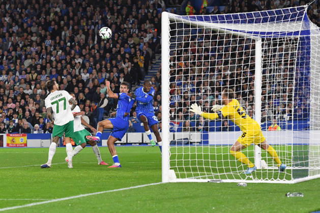 Brighton and Hove Albion v Kauno Zalgiris, UEFA Conference League GOAL 4-0 scored by Matt O™Riley Midfielder of Brighton and Hove Albion during the UEFA Conference League match between Brighton and Hove Albion and Kauno Zalgiris at the American Express Stadium, Brighton and Hove, UK on 15 October 2026. Brighton and Hove American Express Stadium East Sussex UK Editorial use only , Copyright: xJeffxMoodx PSI-25024-0024