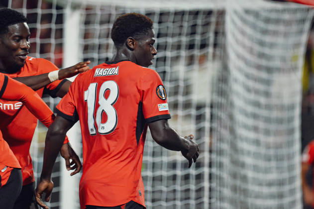 FOOTBALL : Stade Rennais vs OFI Crete - Europa League - Journée 2 - 15 10 2026 Joie des joueurs du Stade Rennais aprés le but de Mahamadou Nagida (Stade Rennais) RennesFrance  Copyright: xBaptistexAutissierx
