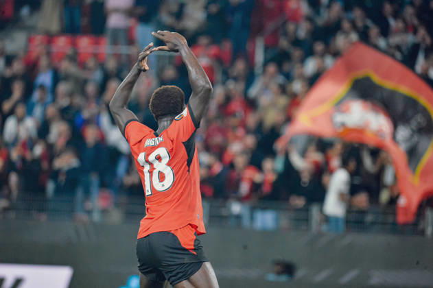FOOTBALL : Stade Rennais vs OFI Crete - Europa League - Journée 2 - 15 10 2026 Joie des joueurs du Stade Rennais aprés le but de Mahamadou Nagida (Stade Rennais) RennesFrance  Copyright: xBaptistexAutissierx