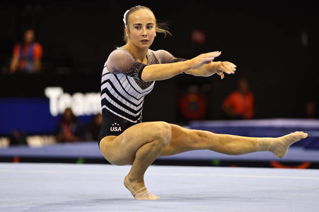 Claire Pease, USA, during podiumtraining at 2026 Worlds in Rotterdam; 15 10 2026;
