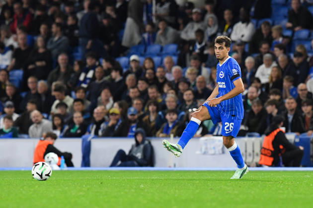Brighton and Hove Albion v Kauno Zalgiris, UEFA Conference League Yasin Ayari Midfielder of Brighton and Hove Albion plays the ball during the UEFA Conference League match between Brighton and Hove Albion and Kauno Zalgiris at the American Express Stadium, Brighton and Hove, UK on 15 October 2026. Brighton and Hove American Express Stadium East Sussex UK Editorial use only , Copyright: xJeffxMoodx PSI-25024-0038