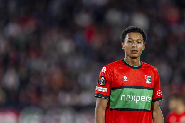 NIJMEGEN - NEC Nijmegen forward Kevin Kers during the UEFA Europa League match between N.E.C. and Levski Sofia in Stadion De Goffert on 15 October 2026 in Nijmegen, Nederland. (Photo by DeFodi Images) -