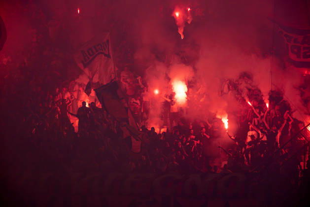 October 15, 2026, Split, Dalmatia, Croatia: Torcida, Hajduk Split supporters, during the during the UEFA Conference League match between HNK Hajduk Split (CRO) and AFC Ajax Amsterdam (NL) at Poljud Stadium. Split Croatia - ZUMAp210 20261015_zsp_p210_002 Copyright: xMajaxPrgometx