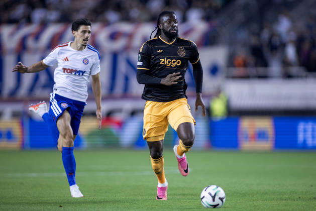 October 15, 2026, Split, Dalmatia, Croatia: Toluwalase Arokodare (AFC AJAX) 99 in action during the UEFA Conference League match between HNK Hajduk Split (CRO) and AFC Ajax Amsterdam (NL) at Poljud Stadium. On photo Toluwalase Arokodare (AFC AJAX) 99 and Dennis Hadzikadunic (HNK Hajduk Split) 6. Split Croatia - ZUMAp210 20261015_zsp_p210_017 Copyright: xMajaxPrgometx