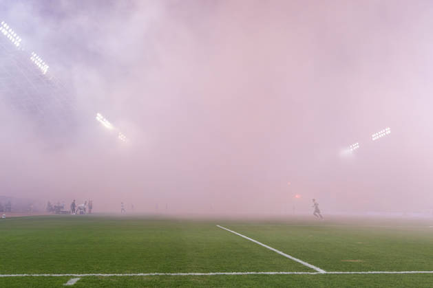 October 15, 2026, Split, Dalmatia, Croatia: Torcida Split, supporters of HNK Hajduk Split, set off numerous flares during the UEFA Conference League match between HNK Hajduk Split (CRO) and AFC Ajax Amsterdam (NL) at Poljud Stadium. Split Croatia - ZUMAp210 20261015_zsp_p210_019 Copyright: xMajaxPrgometx