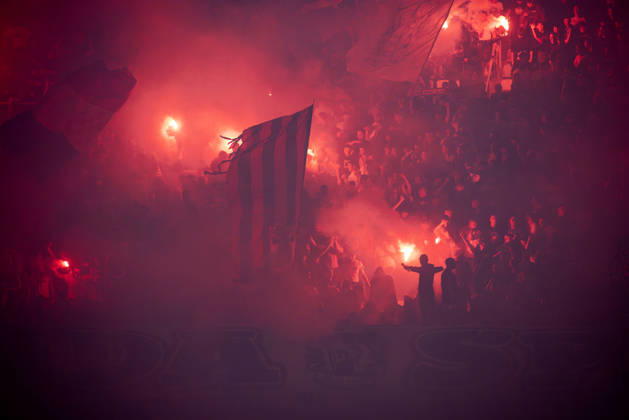 October 15, 2026, Split, Dalmatia, Croatia: Torcida, Hajduk Split supporters, during the during the UEFA Conference League match between HNK Hajduk Split (CRO) and AFC Ajax Amsterdam (NL) at Poljud Stadium. Split Croatia - ZUMAp210 20261015_zsp_p210_021 Copyright: xMajaxPrgometx