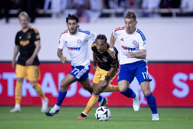 October 15, 2026, Split, Dalmatia, Croatia: Dario Melnjak (HNK Hajduk) 17 in action during the UEFA Conference League match between HNK Hajduk Split (CRO) and AFC Ajax Amsterdam (NL) at Poljud Stadium. Split Croatia - ZUMAp210 20261015_zsp_p210_033 Copyright: xMajaxPrgometx