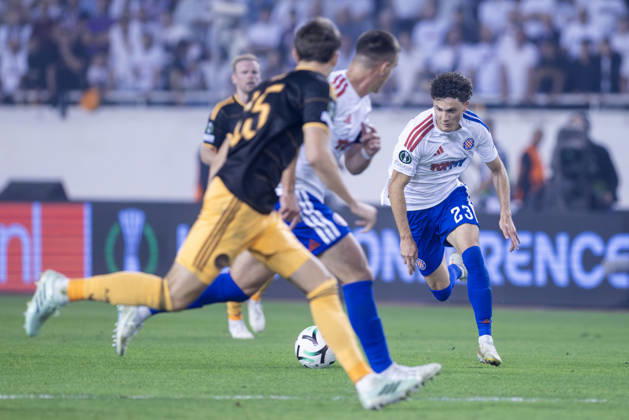October 15, 2026, Split, Dalmatia, Croatia: Martin Soticek (HNK Hajduk) 23 in action during the UEFA Conference League match between HNK Hajduk Split (CRO) and AFC Ajax Amsterdam (NL) at Poljud Stadium. Split Croatia - ZUMAp210 20261015_zsp_p210_041 Copyright: xMajaxPrgometx
