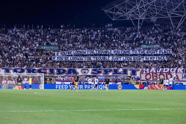 October 15, 2026, Split, Dalmatia, Croatia: Torcida, Hajduk Split supporters, during the during the UEFA Conference League match between HNK Hajduk Split (CRO) and AFC Ajax Amsterdam (NL) at Poljud Stadium. Split Croatia - ZUMAp210 20261015_zsp_p210_053 Copyright: xMajaxPrgometx