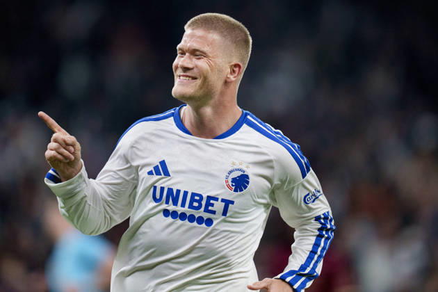 DENMARK: Conference League: FC Copenhagen - SC Braga DENMARK: Conference League: FC Copenhagen - SC Braga FCK s Andreas Cornelius for 3-0 during the UEFA Conference League match between FC Copenhagen and SC Braga at Parken in Copenhagen on Thursday, October 15, 2026. Photo: Liselotte Sabroe Ritzau Scanpix , Copenhagen Denmark