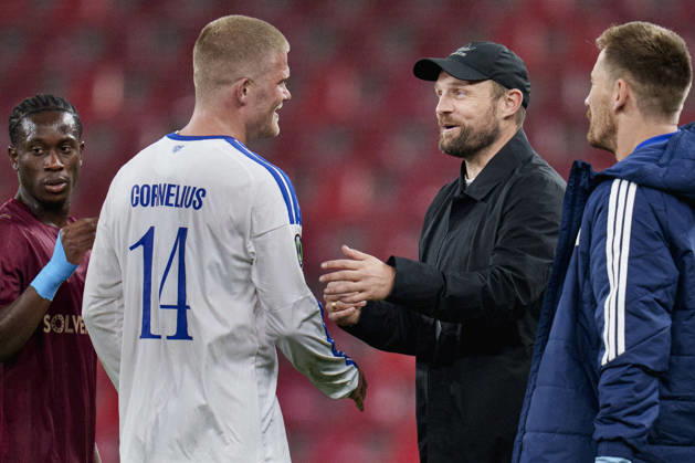 DENMARK: Conference League: FC Copenhagen - SC Braga DENMARK: Conference League: FC Copenhagen - SC Braga FCK s Head Coach Bo Svensson and Andreas Cornelius after the UEFA Conference League match between FC Copenhagen and SC Braga at Parken in Copenhagen on Thursday, October 15, 2026. Photo: Liselotte Sabroe Ritzau Scanpix , Copenhagen Denmark