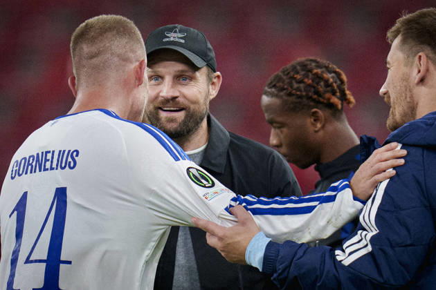 DENMARK: Conference League: FC Copenhagen - SC Braga DENMARK: Conference League: FC Copenhagen - SC Braga FCK s Head Coach Bo Svensson and Andreas Cornelius after the UEFA Conference League match between FC Copenhagen and SC Braga at Parken in Copenhagen on Thursday, October 15, 2026. Photo: Liselotte Sabroe Ritzau Scanpix , Copenhagen Denmark