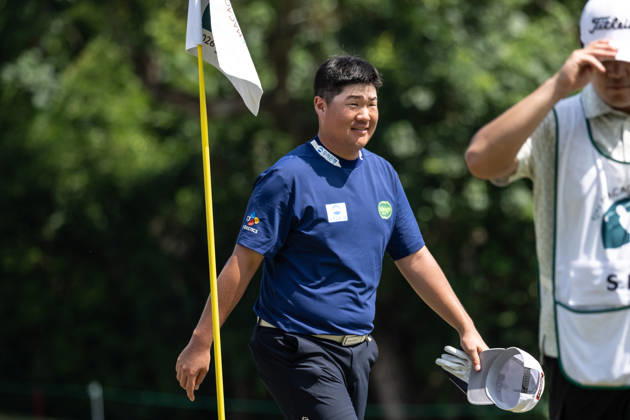 October 16, 2026, Coloane, Macao Sar, China: Sungjae IM from Korea is happy after his round of -7 par bringing him into the lead with -13par. Round 2 in the Macao Open Golf at Macau Golf & Country Club. Coloane China - ZUMAr144 20261016_zap_r144_088 Copyright: xJaynexRussellx