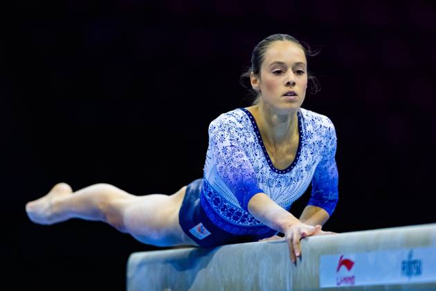 ROTTERDAM - Naomi Visser during podium training at the World Gymnastics Championships in Ahoy Rotterdam. IRIS VAN DEN BROEK ANP xVIxANPxSportx xxANPxIVx 572627789 originalFilename: 572627789.jpg