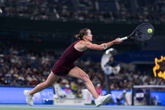 October 16, 2026, Wuhan, Hubei, China: Elina Svitolina of Ukraine seen in action with Sonay Kartal of UK (Not in view) during the Wuhan Open final match at the Optics Valley International Tennis Center. Sonay Kartal defeated Elina Svitolina with a score of 6-2, 2-6, 6-4. Wuhan China - ZUMAs197 20261016_aaa_s197_126 Copyright: xRenxYongx