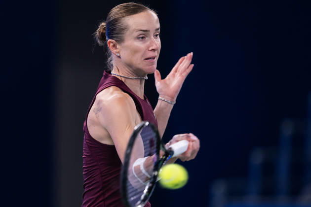October 16, 2026, Wuhan, Hubei, China: Elina Svitolina of Ukraine seen in action with Sonay Kartal of UK (Not in view) during the Wuhan Open final match at the Optics Valley International Tennis Center. Sonay Kartal defeated Elina Svitolina with a score of 6-2, 2-6, 6-4. 2026 WTA, Tennis Damen Wuhan Open: Sonay Kartal - Elina Svitolin In China - 16 Oct  - ZUMAs197 20261016_aaa_s197_123 Copyright: xRenxYongx