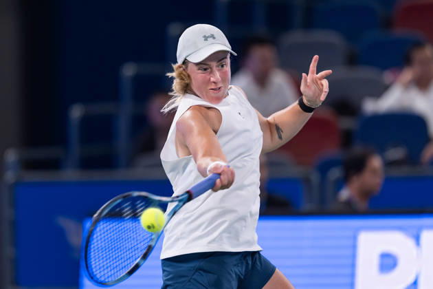 October 16, 2026, Wuhan, Hubei, China: Sonay Kartal of UK seen in action with Elina Svitolina of Ukraine (Not in view) during the Wuhan Open final match at the Optics Valley International Tennis Center. Sonay Kartal defeated Elina Svitolina with a score of 6-2, 2-6, 6-4. Wuhan China - ZUMAs197 20261016_aaa_s197_125 Copyright: xRenxYongx