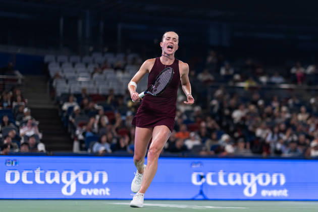 October 16, 2026, Wuhan, Hubei, China: Elina Svitolina of Ukraine celebrates her win against Sonay Kartal of UK (Not in view) during their women s singles match on day 5 of Wuhan Open at the Optics Valley International Tennis Center. Sonay Kartal defeated Elina Svitolina with a score of 6-2, 2-6, 6-4. 2026 WTA, Tennis Damen Wuhan Open: Sonay Kartal - Elina Svitolin In China - 16 Oct  - ZUMAs197 20261016_aaa_s197_127 Copyright: xRenxYongx
