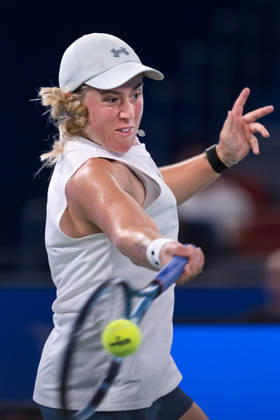 October 16, 2026, Wuhan, Hubei, China: Sonay Kartal of UK seen in action with Elina Svitolina of Ukraine (Not in view) during the Wuhan Open final match at the Optics Valley International Tennis Center. Sonay Kartal defeated Elina Svitolina with a score of 6-2, 2-6, 6-4. Wuhan China - ZUMAs197 20261016_aaa_s197_132 Copyright: xRenxYongx