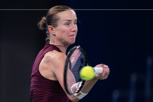 October 16, 2026, Wuhan, Hubei, China: Elina Svitolina of Ukraine seen in action with Sonay Kartal of UK (Not in view) during the Wuhan Open final match at the Optics Valley International Tennis Center. Sonay Kartal defeated Elina Svitolina with a score of 6-2, 2-6, 6-4. Wuhan China - ZUMAs197 20261016_aaa_s197_133 Copyright: xRenxYongx