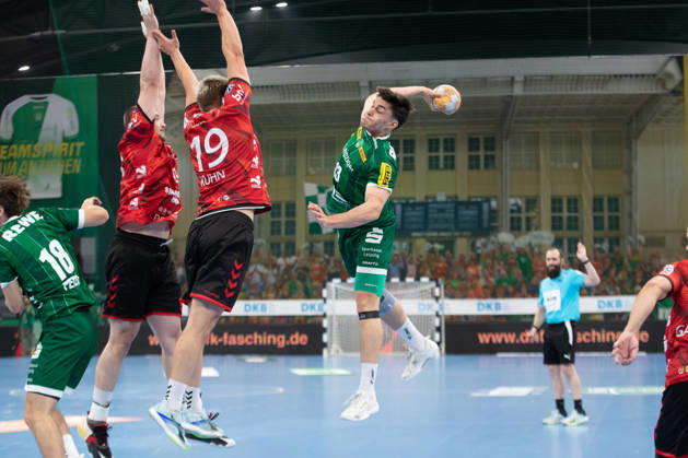 Handball, HBL2: SC DHfK Leipzig - ASV Hamm-Westfalen; 16.10.2026 Matej Klima (13, SC DHfK Leipzig) steigt zum Wurf hoch. Handball, 2. Bundesliga, Saison 2026 2027, 8. Spieltag: SC DHfK Leipzig vs. ASV Hamm-Westfalen am 16.10.2026 in der Quarterback Immobilien Arena Leipzig. Copyright: xBEAUTIFULxSPORTS JanxKaeferx