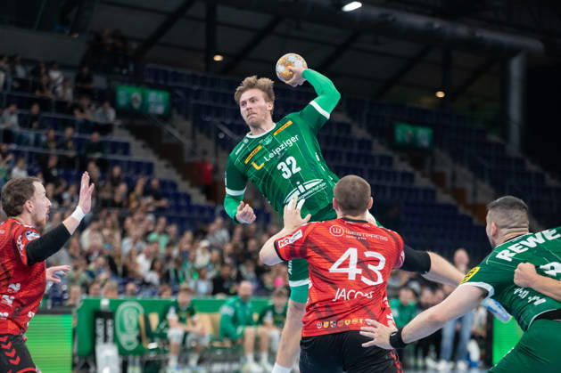Handball, HBL2: SC DHfK Leipzig - ASV Hamm-Westfalen; 16.10.2026 Franz Semper (32, SC DHfK Leipzig) wirft. Handball, 2. Bundesliga, Saison 2026 2027, 8. Spieltag: SC DHfK Leipzig vs. ASV Hamm-Westfalen am 16.10.2026 in der Quarterback Immobilien Arena Leipzig. Copyright: xBEAUTIFULxSPORTS JanxKaeferx