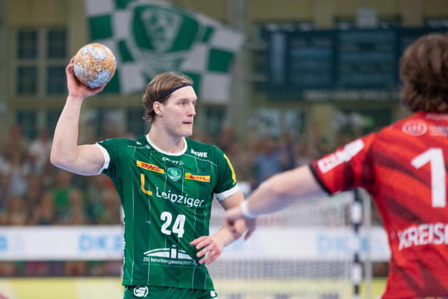 Handball, HBL2: SC DHfK Leipzig - ASV Hamm-Westfalen; 16.10.2026 Blaer Hinriksson (24, SC DHfK Leipzig). Handball, 2. Bundesliga, Saison 2026 2027, 8. Spieltag: SC DHfK Leipzig vs. ASV Hamm-Westfalen am 16.10.2026 in der Quarterback Immobilien Arena Leipzig. Copyright: xBEAUTIFULxSPORTS JanxKaeferx