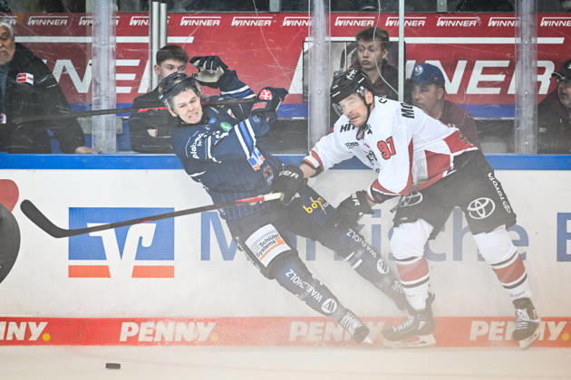 Johannes Krauss (Iserlohn Roosters, 16) Moritz Müller (Kölner Haie, 91), GER, Iserlohn Roosters vs. Koeler Haie, Eishockey, Penny-DEL, 9. Spieltag, Spielzeit 2026 2027, 16.10.2026, GER, Iserlohn Roosters vs. Koeler Haie, Eishockey, Penny-DEL, 9. Spieltag, Spielzeit 2026 2027, 16.10.2026 Iserlohn Copyright: xJonasxBrockmann Eibner-Pressefotx EP_JBN
