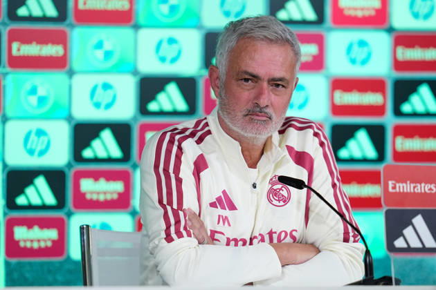 October 17, 2026, Valdebebas, Madrid, Spain: Jose Mourinho, head coach of Real Madrid, attends his press conference, PK, Pressekonferenz during the training day of Real Madrid ahead the Spanish League, LaLiga EA Sports, football match against Sevilla FC at Ciudad Deportiva Real Madrid on October 17, 2026, in Valdebebas, Madrid, Spain. Real Madrid Training And Press Conference - Laliga Ea Sports - ZUMAa181 20261017_zaa_a181_008 Copyright: xDennisxAgyemanx