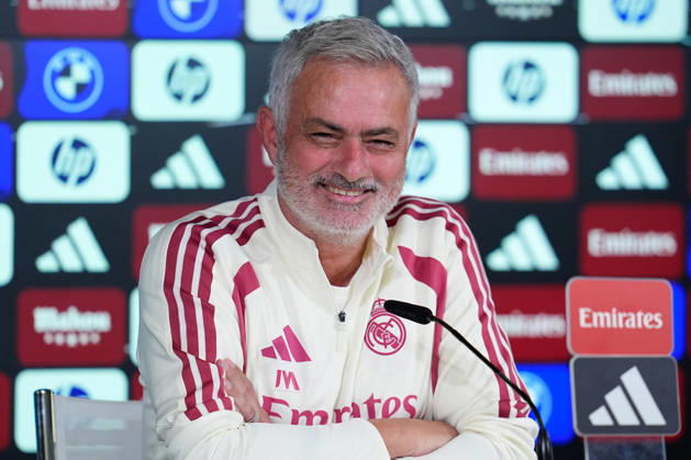 October 17, 2026, Valdebebas, Madrid, Spain: Jose Mourinho, head coach of Real Madrid, attends his press conference, PK, Pressekonferenz during the training day of Real Madrid ahead the Spanish League, LaLiga EA Sports, football match against Sevilla FC at Ciudad Deportiva Real Madrid on October 17, 2026, in Valdebebas, Madrid, Spain. Real Madrid Training And Press Conference - Laliga Ea Sports - ZUMAa181 20261017_zaa_a181_009 Copyright: xDennisxAgyemanx