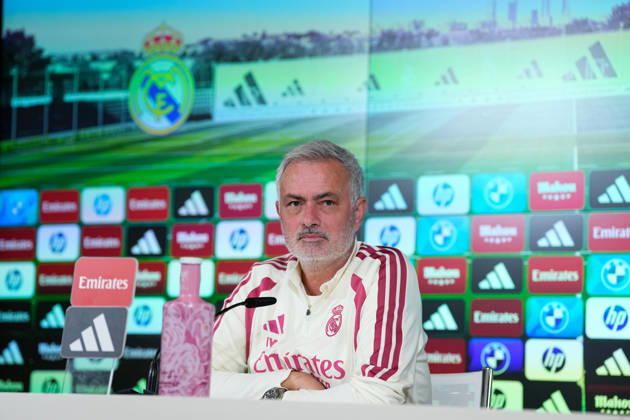 October 17, 2026, Valdebebas, Madrid, Spain: Jose Mourinho, head coach of Real Madrid, attends his press conference, PK, Pressekonferenz during the training day of Real Madrid ahead the Spanish League, LaLiga EA Sports, football match against Sevilla FC at Ciudad Deportiva Real Madrid on October 17, 2026, in Valdebebas, Madrid, Spain. Real Madrid Training And Press Conference - Laliga Ea Sports - ZUMAa181 20261017_zaa_a181_012 Copyright: xDennisxAgyemanx