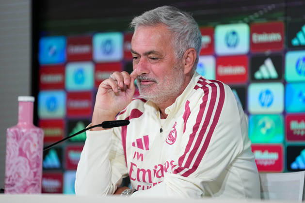October 17, 2026, Valdebebas, Madrid, Spain: Jose Mourinho, head coach of Real Madrid, attends his press conference, PK, Pressekonferenz during the training day of Real Madrid ahead the Spanish League, LaLiga EA Sports, football match against Sevilla FC at Ciudad Deportiva Real Madrid on October 17, 2026, in Valdebebas, Madrid, Spain. Real Madrid Training And Press Conference - Laliga Ea Sports - ZUMAa181 20261017_zaa_a181_013 Copyright: xDennisxAgyemanx
