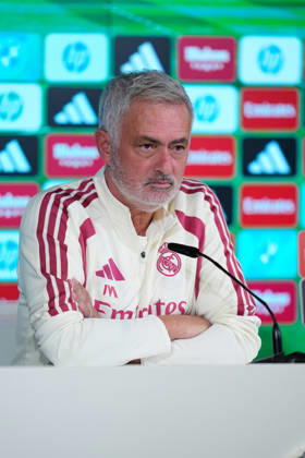 October 17, 2026, Valdebebas, Madrid, Spain: Jose Mourinho, head coach of Real Madrid, attends his press conference, PK, Pressekonferenz during the training day of Real Madrid ahead the Spanish League, LaLiga EA Sports, football match against Sevilla FC at Ciudad Deportiva Real Madrid on October 17, 2026, in Valdebebas, Madrid, Spain. Real Madrid Training And Press Conference - Laliga Ea Sports - ZUMAa181 20261017_zaa_a181_016 Copyright: xDennisxAgyemanx
