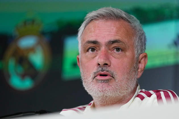October 17, 2026, Valdebebas, Madrid, Spain: Jose Mourinho, head coach of Real Madrid, attends his press conference, PK, Pressekonferenz during the training day of Real Madrid ahead the Spanish League, LaLiga EA Sports, football match against Sevilla FC at Ciudad Deportiva Real Madrid on October 17, 2026, in Valdebebas, Madrid, Spain. Real Madrid Training And Press Conference - Laliga Ea Sports - ZUMAa181 20261017_zaa_a181_017 Copyright: xDennisxAgyemanx