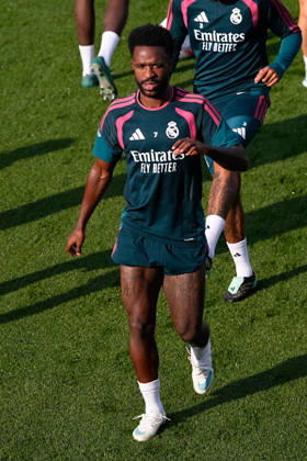 October 17, 2026, Valdebebas, Madrid, Spain: Vinicius Junior during the training day of Real Madrid ahead the Spanish League, LaLiga EA Sports, football match against Sevilla FC at Ciudad Deportiva Real Madrid on October 17, 2026, in Valdebebas, Madrid, Spain. Real Madrid Training And press conference, PK, Pressekonferenz - LaLiga Ea Sports - ZUMAa181 20261017_zaa_a181_047 Copyright: xDennisxAgyemanx