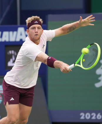 (261017) -- SHANGHAI, Oct. 17, 2026 -- Alejandro Davidovich Fokina hits a return during the men s singles semifinal between Alexander Zverev of Germany and Alejandro Davidovich Fokina of Spain at the 2026 ATP, Tennis Herren tour Shanghai Masters tennis tournament in Shanghai, China, Oct. 17, 2026. ) (SP)CHINA-SHANGHAI-TENNIS-SHANGHAI MASTERS-MEN S SINGLES (CN) DingxTing 
