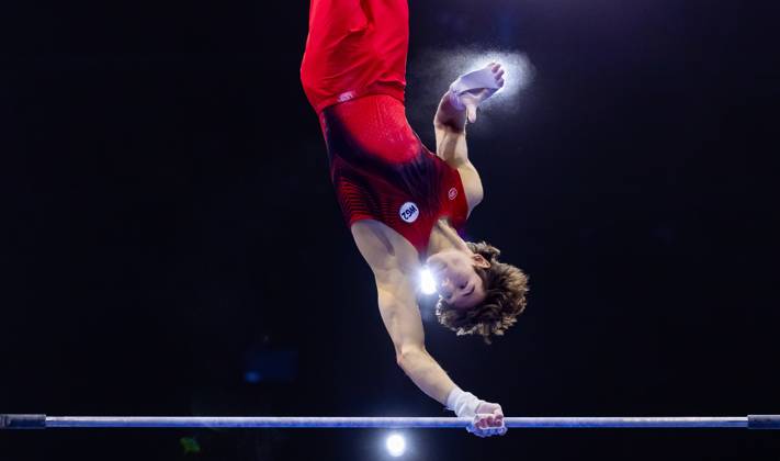 ROTTERDAM - Savelii Sieedin (WG2) during the qualifications at the World Gymnastics Championships in Rotterdam Ahoy. IRIS VAN DEN BROEK ANP xVIxANPxSportx xxANPxIVx 572690815 originalFilename: 572690815.jpg