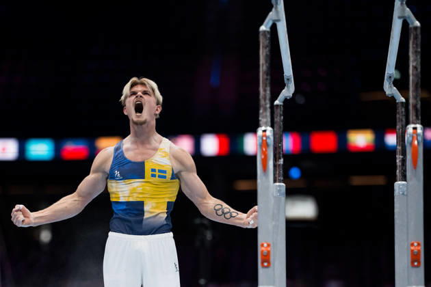 261017 David Rumbutis of Sweden celebrates when competing in men s qualifications during day one of the 2026 Artistic Gymnastics World Championships on October 17, 2026 in Rotterdam. Photo: Joel Marklund BILDBYRÅN kod JM JM0859 bbeng artistisk gymnastik artistic gymnastics gymnastik-vm vm artistic gymnastics world championshipsbbeng artistisk gymnastik artistic gymnastics gymnastik-vm vm artistic gymnastics world championships jubel sverige sweden celebrates Copyright: JOELxMARKLUND BB261017JM018