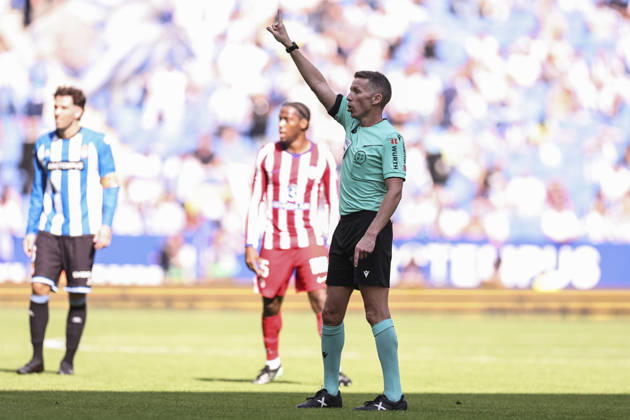 October 17, 2026, Cornella, Barcelona, SPAIN: Alejandro Hernandez, referee of the match, gestures during the Spanish league, LaLiga EA Sports, football match played between RCD Espanyol and Atletico de Madrid at RCDE Stadium on October 17, 2026 in Cornella, Spain. RCD Espanyol V Atletico De Madrid - LaLiga EA Sports  - ZUMAa181 20261017_zaa_a181_131 Copyright: xJavierxBorregox