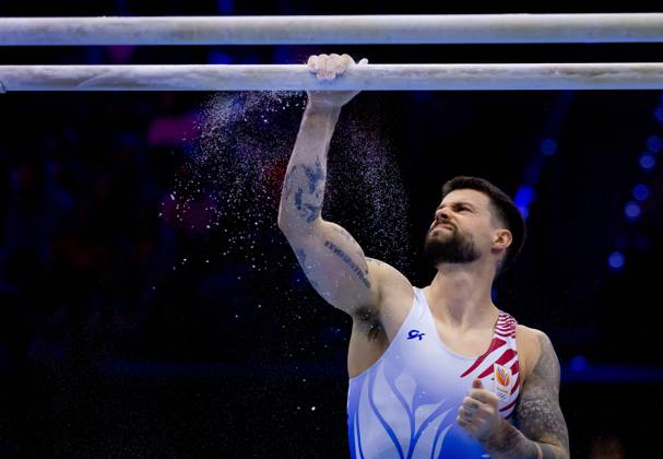 ROTTERDAM - Casimir Schmidt during the qualifications at the World Gymnastics Championships in Rotterdam Ahoy. IRIS VAN DEN BROEK ANP xVIxANPxSportx xxANPxIVx 572729828 originalFilename: 572729828.jpg