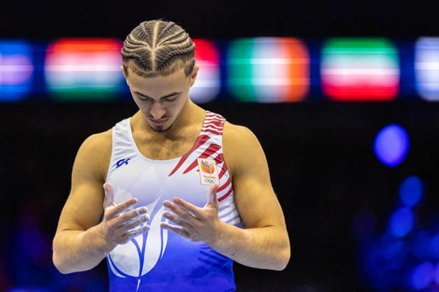 2026-10-17 Artistic Gymnastics World Championships 2026 - Day 1 ROTTERDAM, NETHERLANDS - OCTOBER 17: Amine Abaidi of Netherlands competes during Day 1 of the Artistic Gymnastics World Championships 2026 at Rotterdam Ahoy on October 17, 2026 in Rotterdam, Netherlands. Rotterdam Rotterdam Ahoy Netherlands Content not available for redistribution in The Netherlands directly or indirectly through any third parties. Copyright: xMarcelxvanxPlateringenx